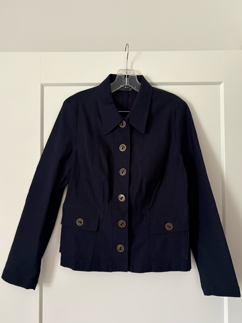 Tribal Navy Button-Front Blazer Jacket